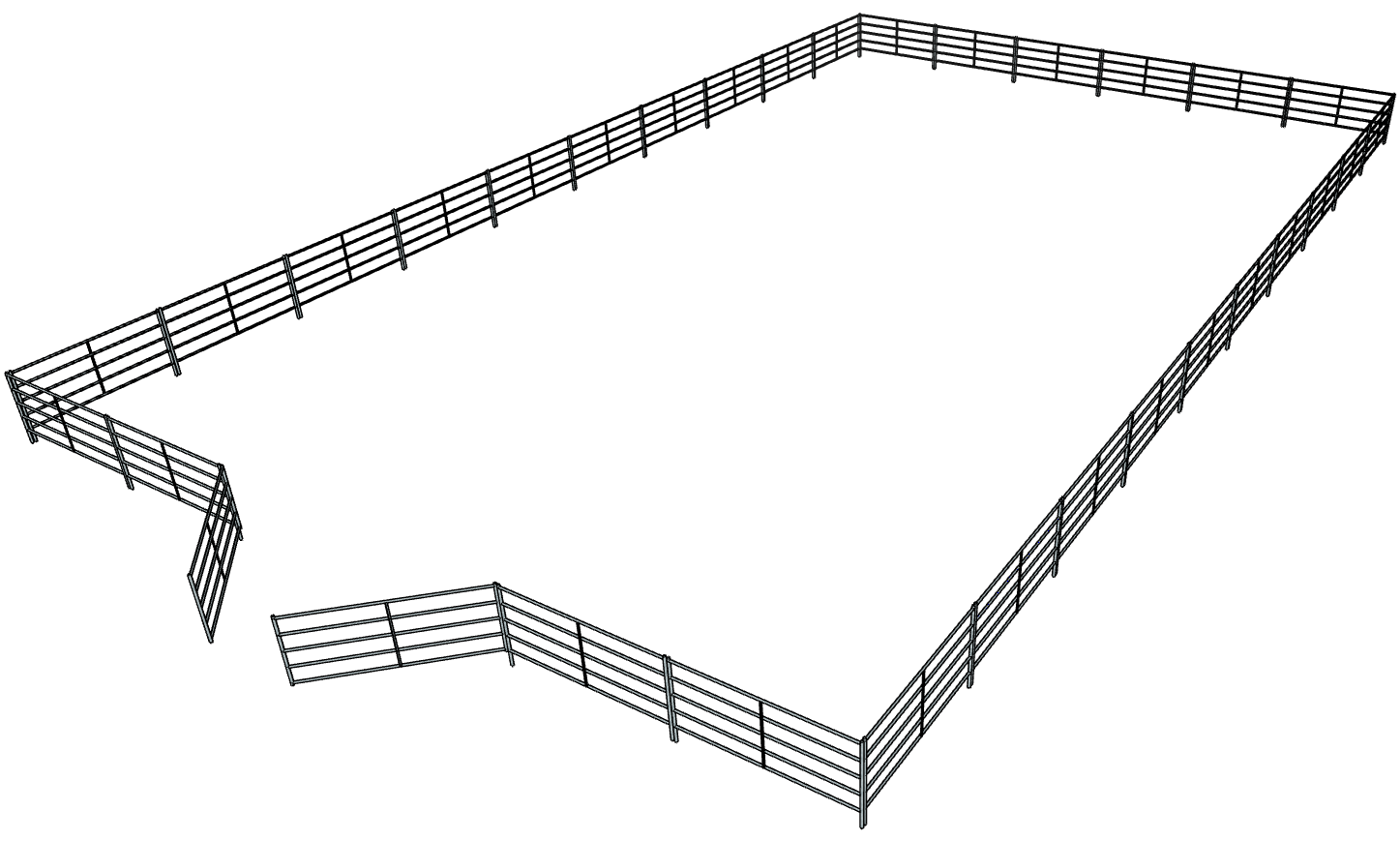 Galvanized 60 Foot by 100 Foot 5-Rail Riding Arena