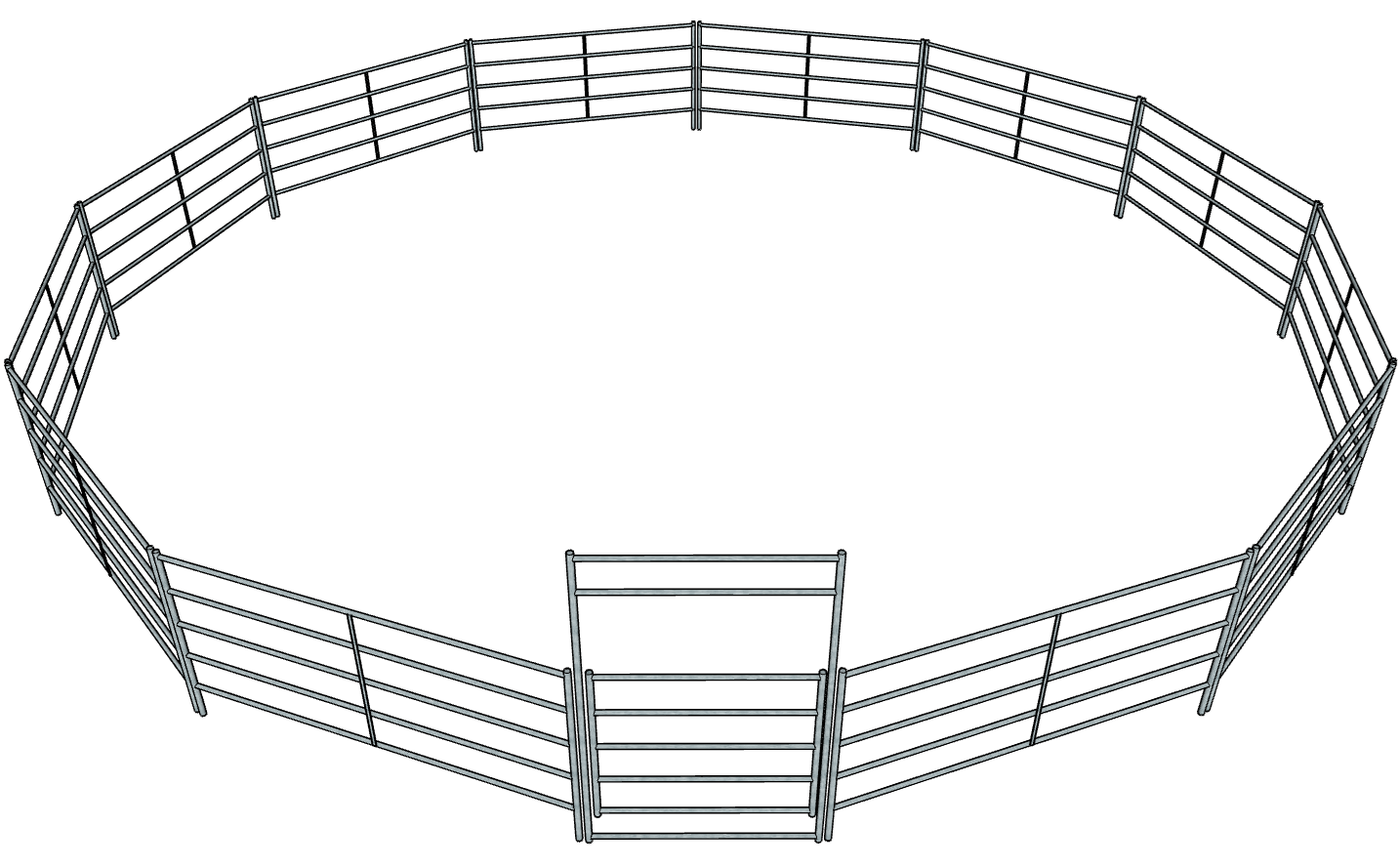 Galvanized 40 Foot 5-Rail Round Pen