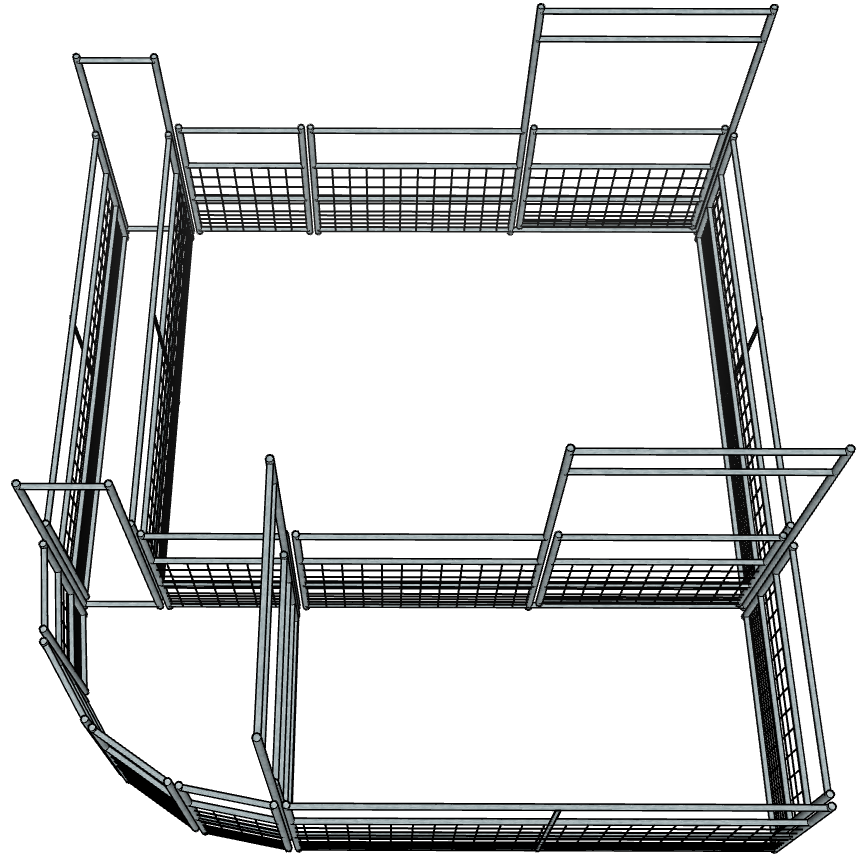 Galvanized 12-16 Head Goat/Sheep Working System 4-Rail with Mesh