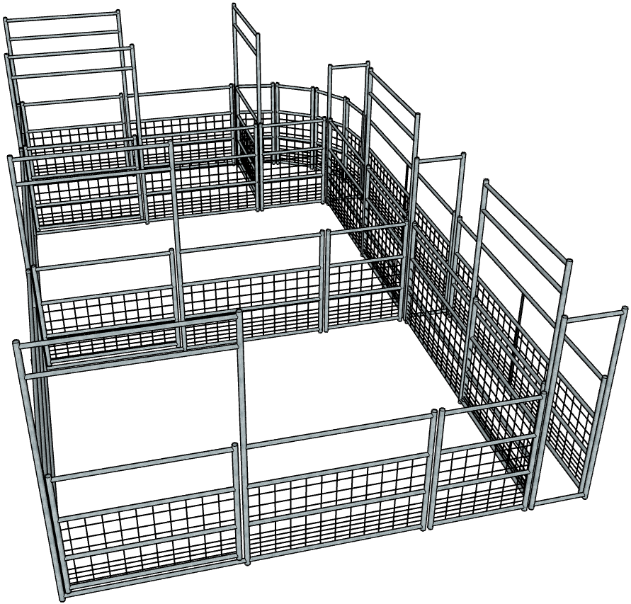 Galvanized 16-32 Head Goat/Sheep Working System 4-Rail with Mesh