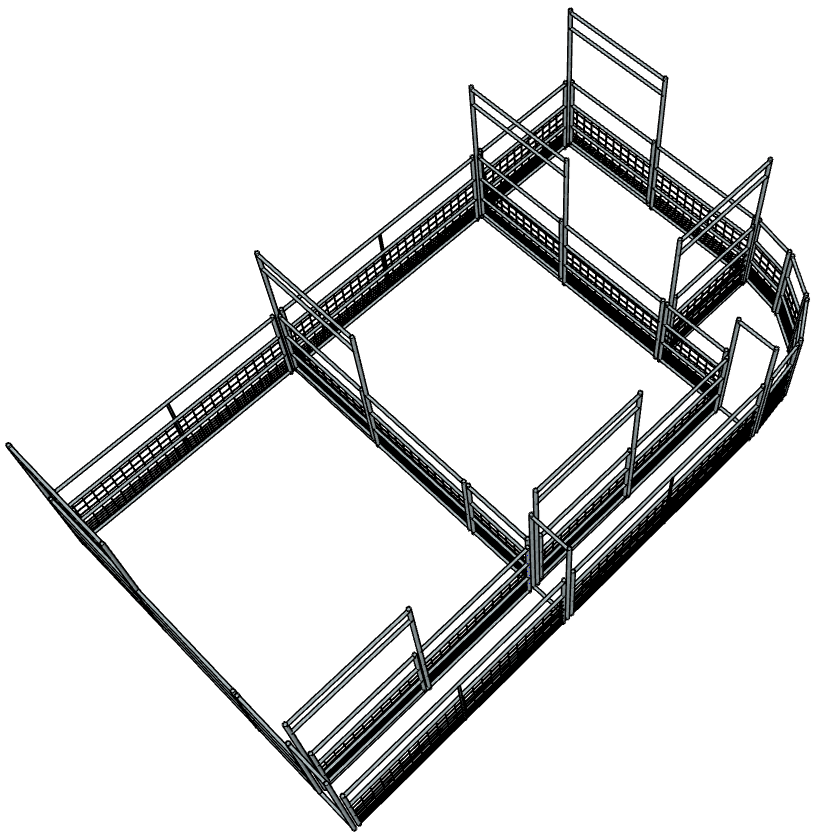 Galvanized 16-32 Head Goat/Sheep Working System 4-Rail with Mesh