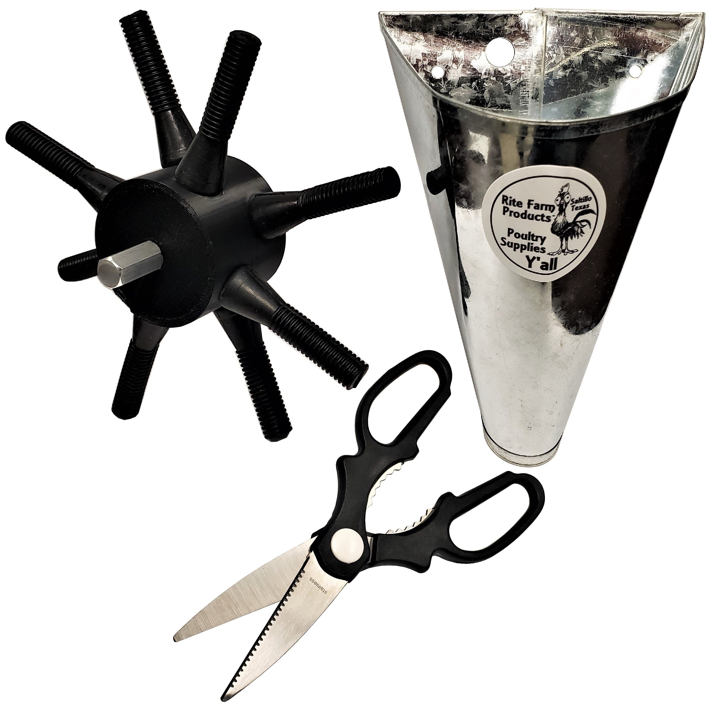 Quail Processing kit, S8 plucker, Extra Small kill cone, & Scissors