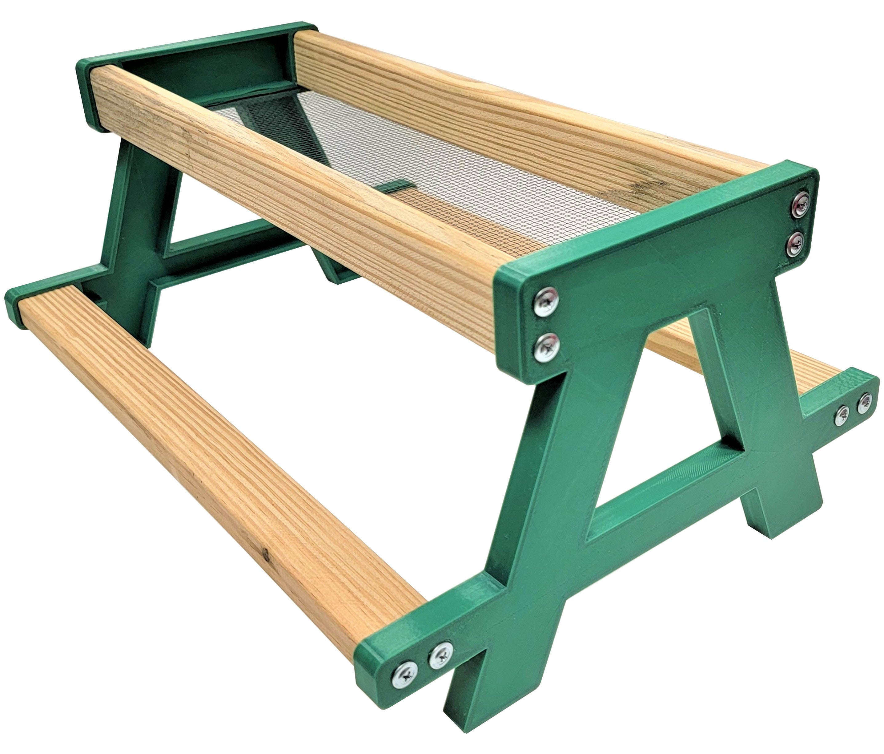 16 Inch Long Green Chicken Picnic Table Chicknic Treat Feeder Bench