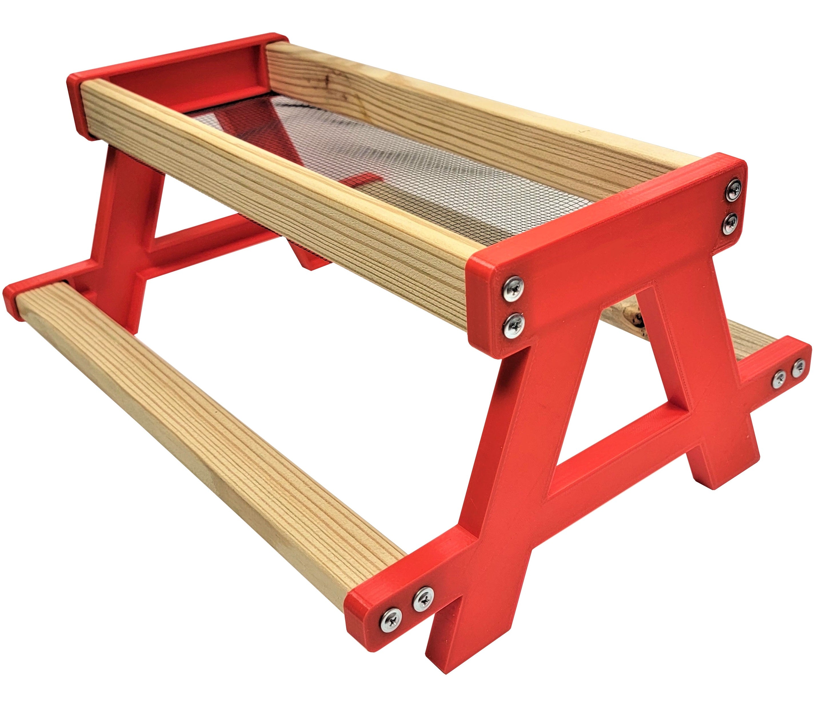 16 Inch Long Red Chicken Picnic Table Chicknic Treat Feeder Bench