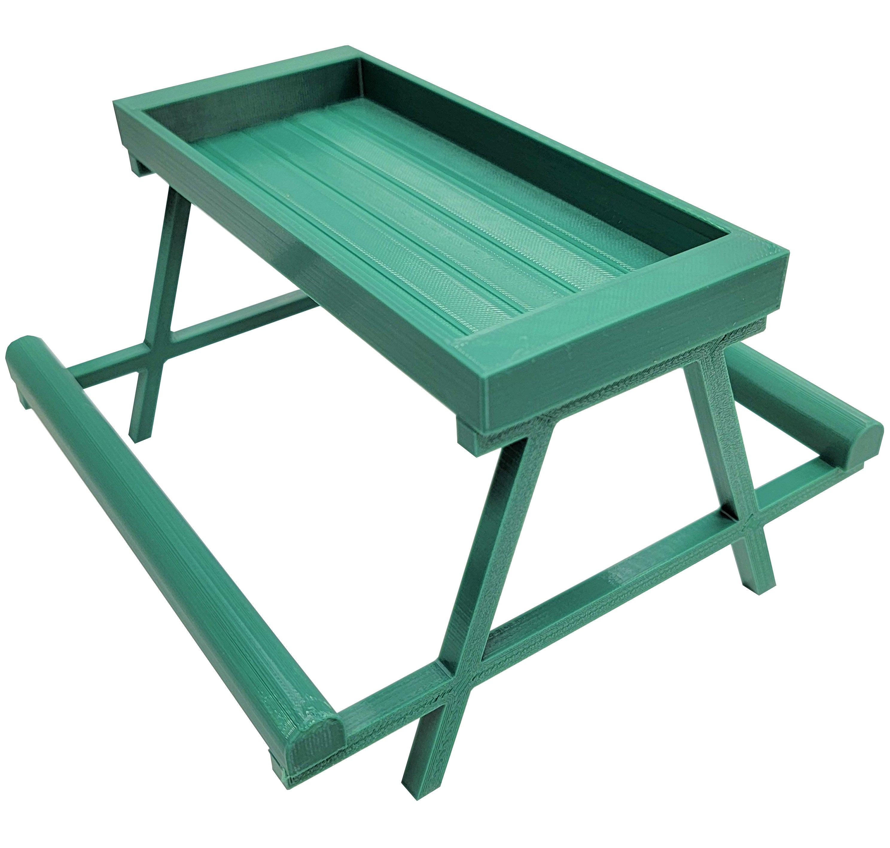 7 Inch Long Green Chick Picnic Table Chicknic Treat Feeder Bench