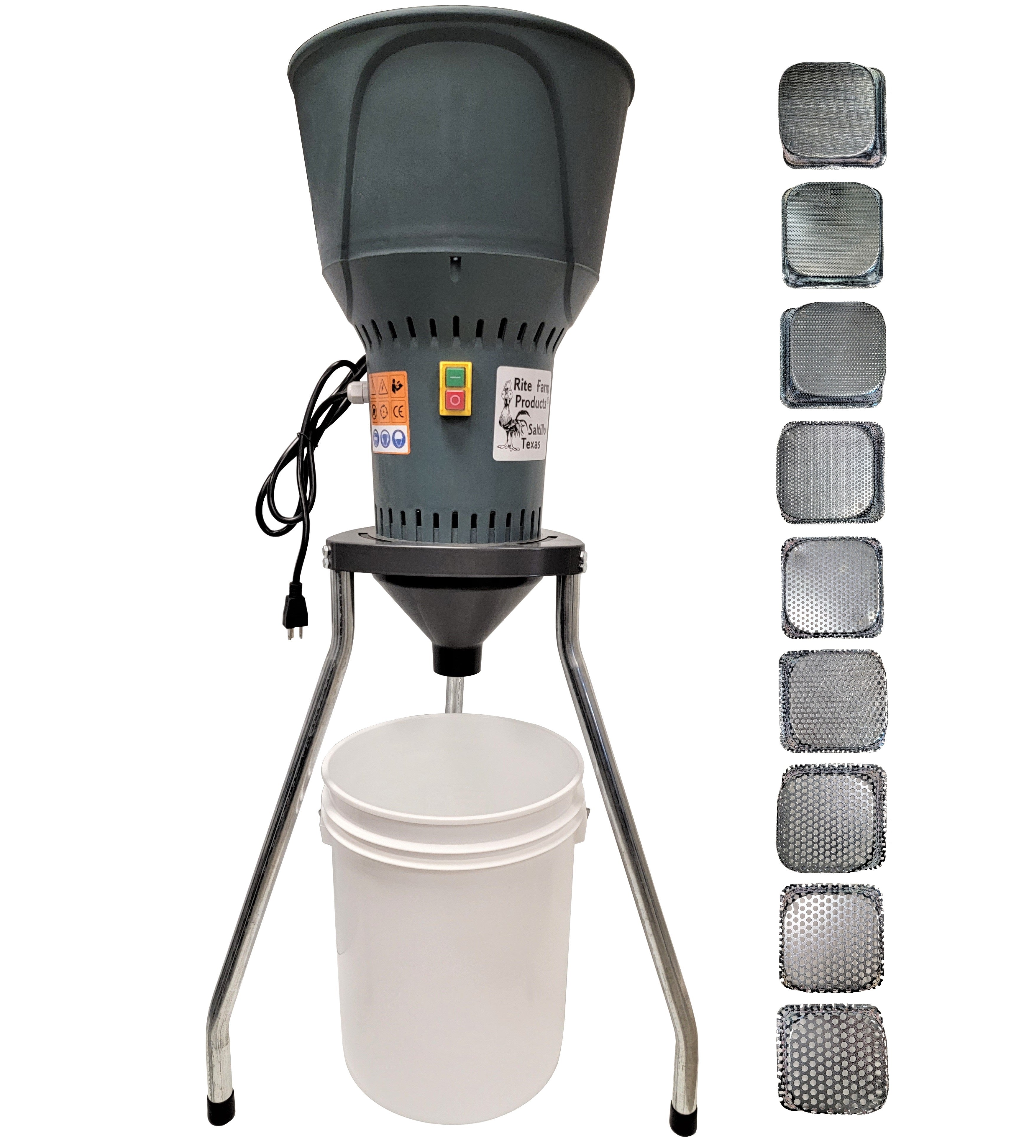 Feed & Grain Grinding Mill Electric 110v Includes all 9 Grinder Plates & Legs