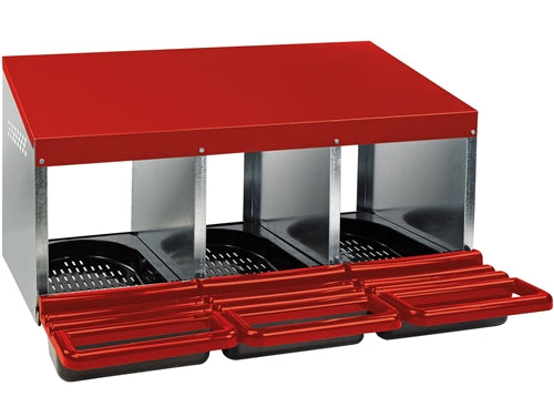Galvanized Steel Egg Rollout Triple 3 Hole Nesting Box