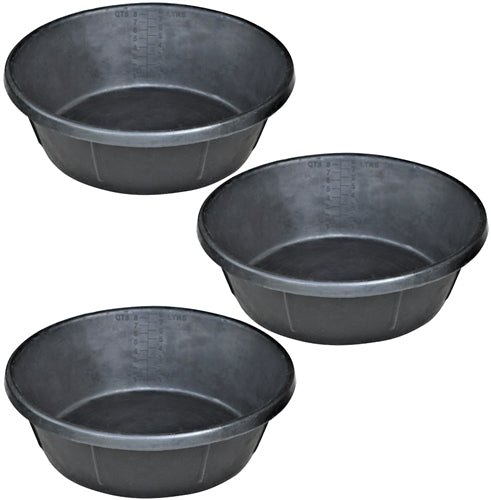 3 Pack Of 2 Gallon 8 Quart Rubber Feed Pan Livestock Pet Bowl Food