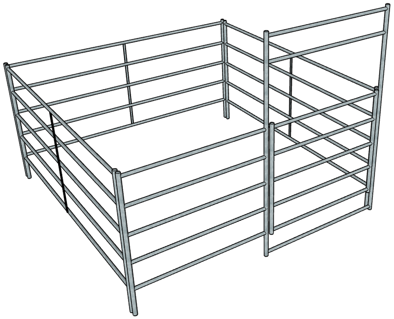 Galvanized 10 Ft X 10 Ft 5-Rail Stall Kit