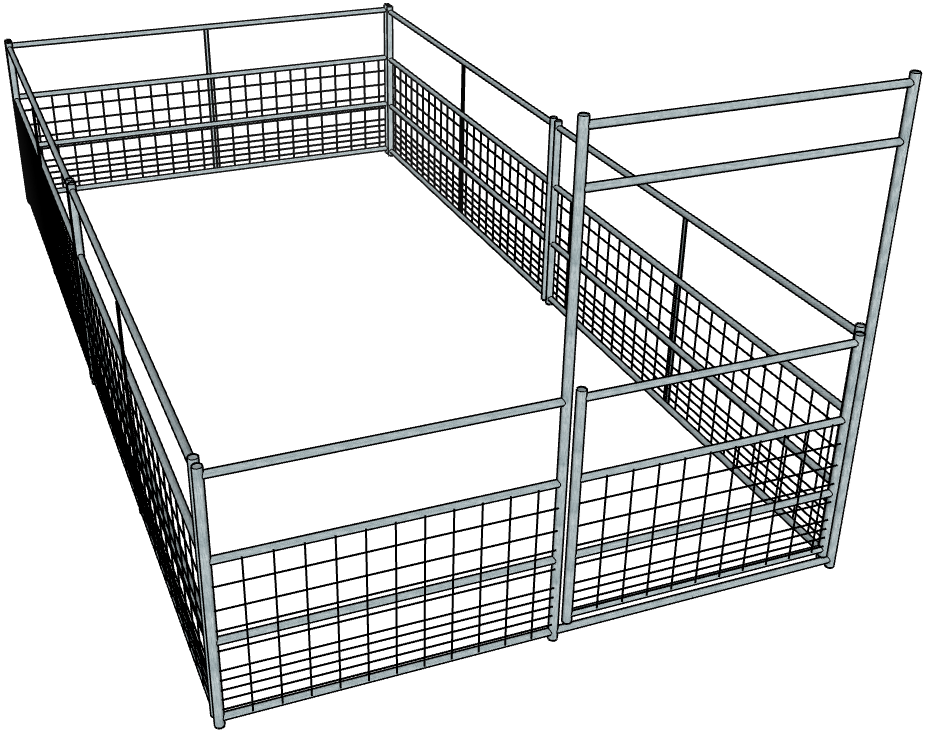 Stall Rails Galvanized 10 Ft X 20 Ft 4-Rail with Mesh Stall Kit