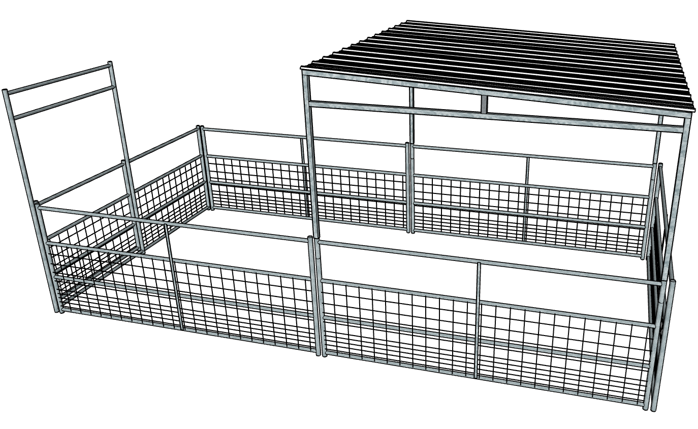 Galvanized 10 Ft X 20 Ft 4-Rail with Mesh Stall Kit with Roof