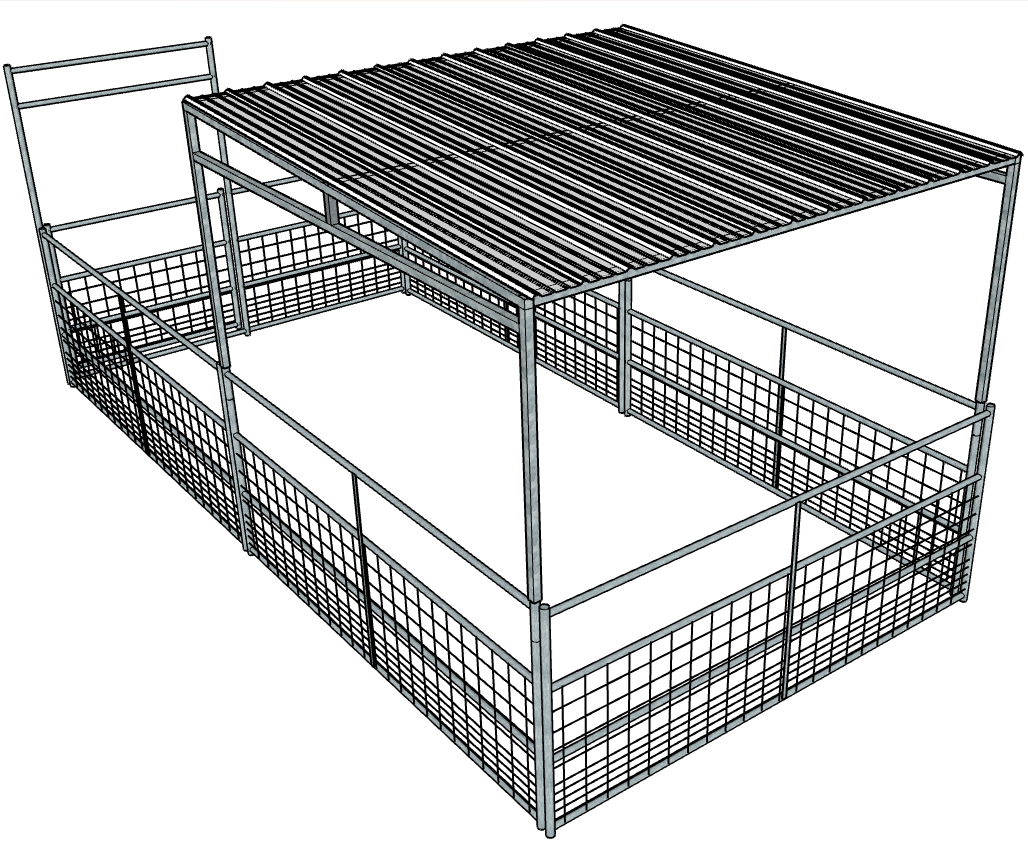 Galvanized 10 Ft X 20 Ft 4-Rail with Mesh Stall Kit with Roof