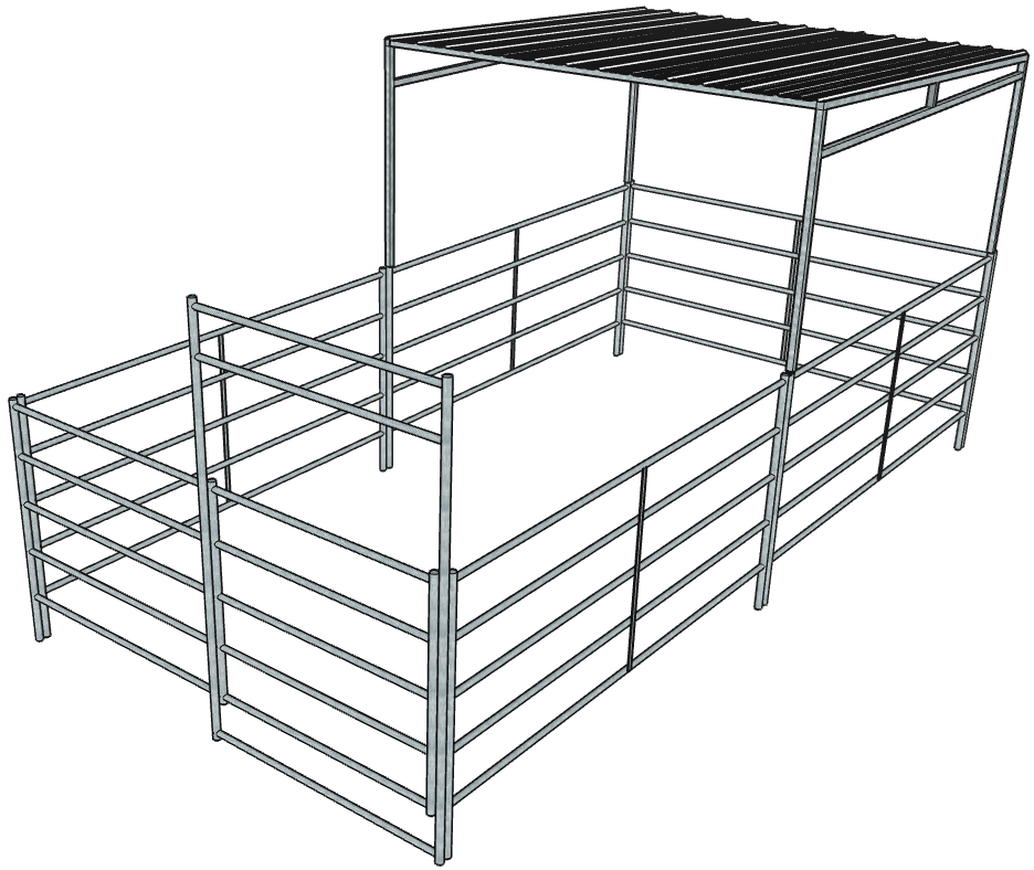 Galvanized 10 Ft X 20 Ft 5-Rail Stall Kit with Roof