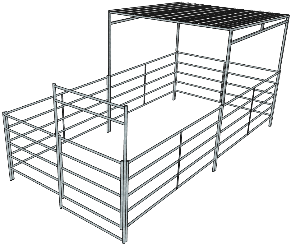 Stall Rails Galvanized 10 Ft X 20 Ft 5-Rail Stall Kit with Roof