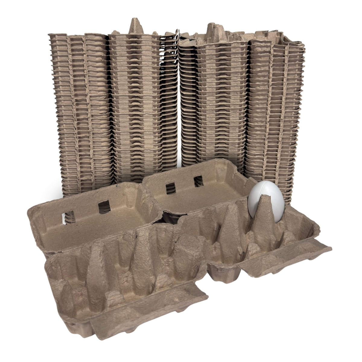 12-Egg Cartons (2x6) - Natural Pulp, Flat Top Blank