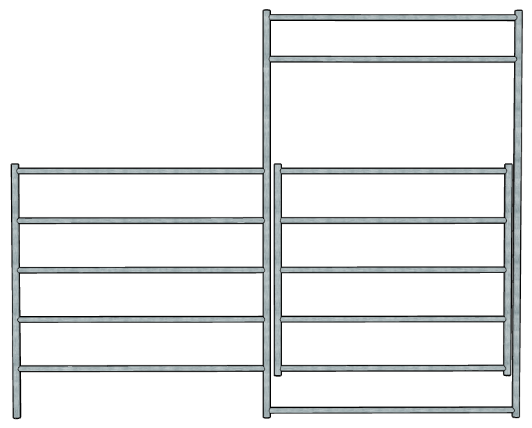 Galvanized 10 Ft Long by 8 Ft Tall 5 Rail Gate Panel