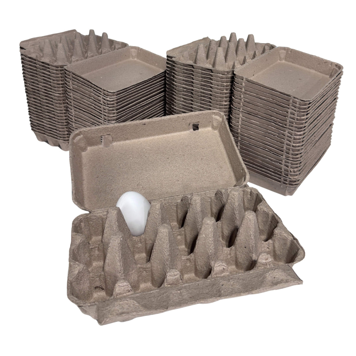 15-Egg Cartons - Natural Pulp, Flat Top Blank