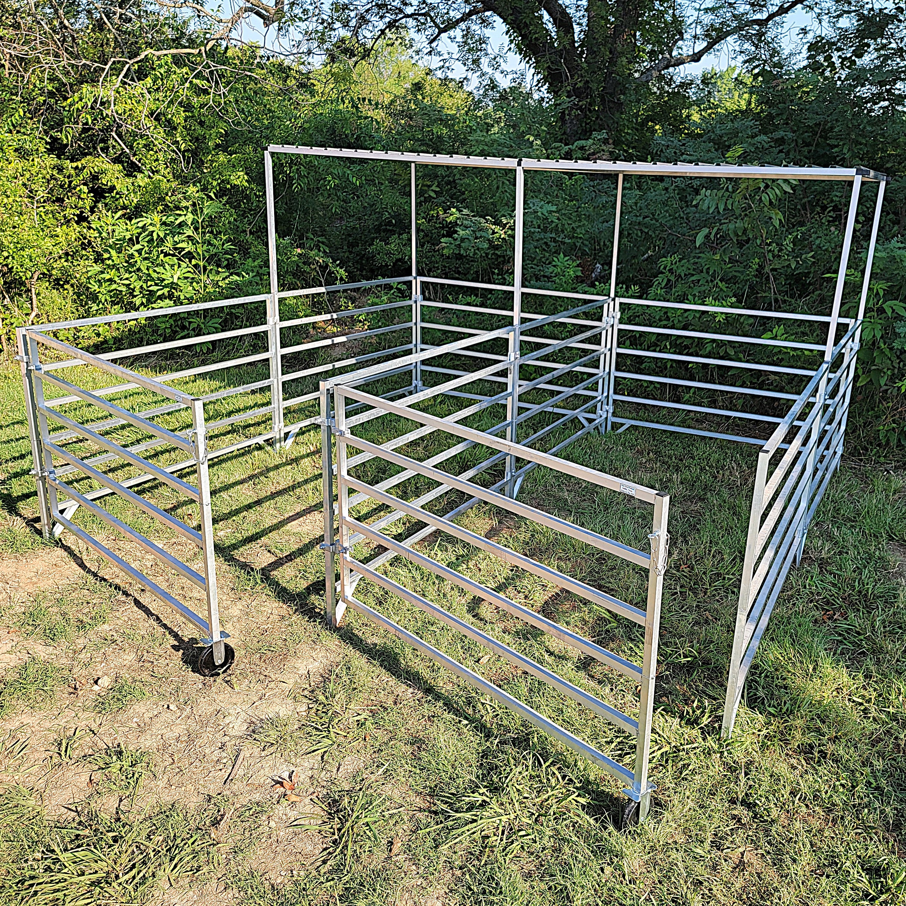 Aluminum 5 Ft X 10 Ft 6 Rail Add-On Stall Kit with Canopy (3 Panels, 1 Gate, 1 Canopy)