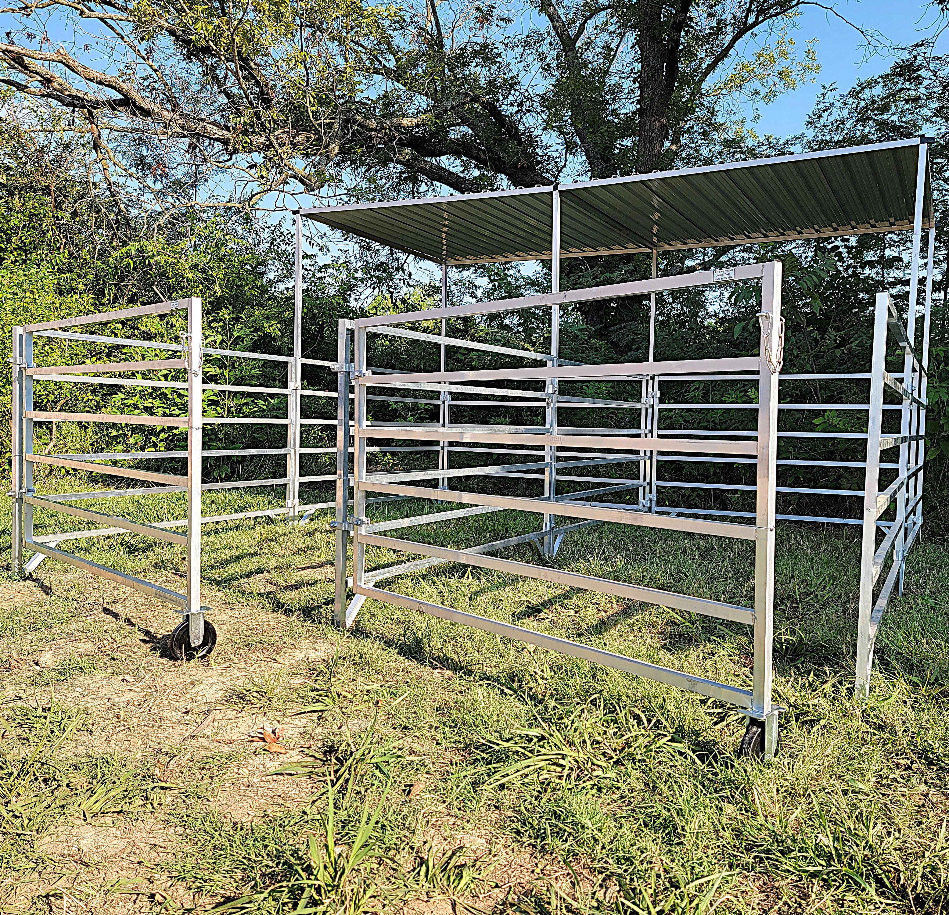 Aluminum 5 Ft X 10 Ft 6 Rail Add-On Stall Kit with Canopy (3 Panels, 1 Gate, 1 Canopy)