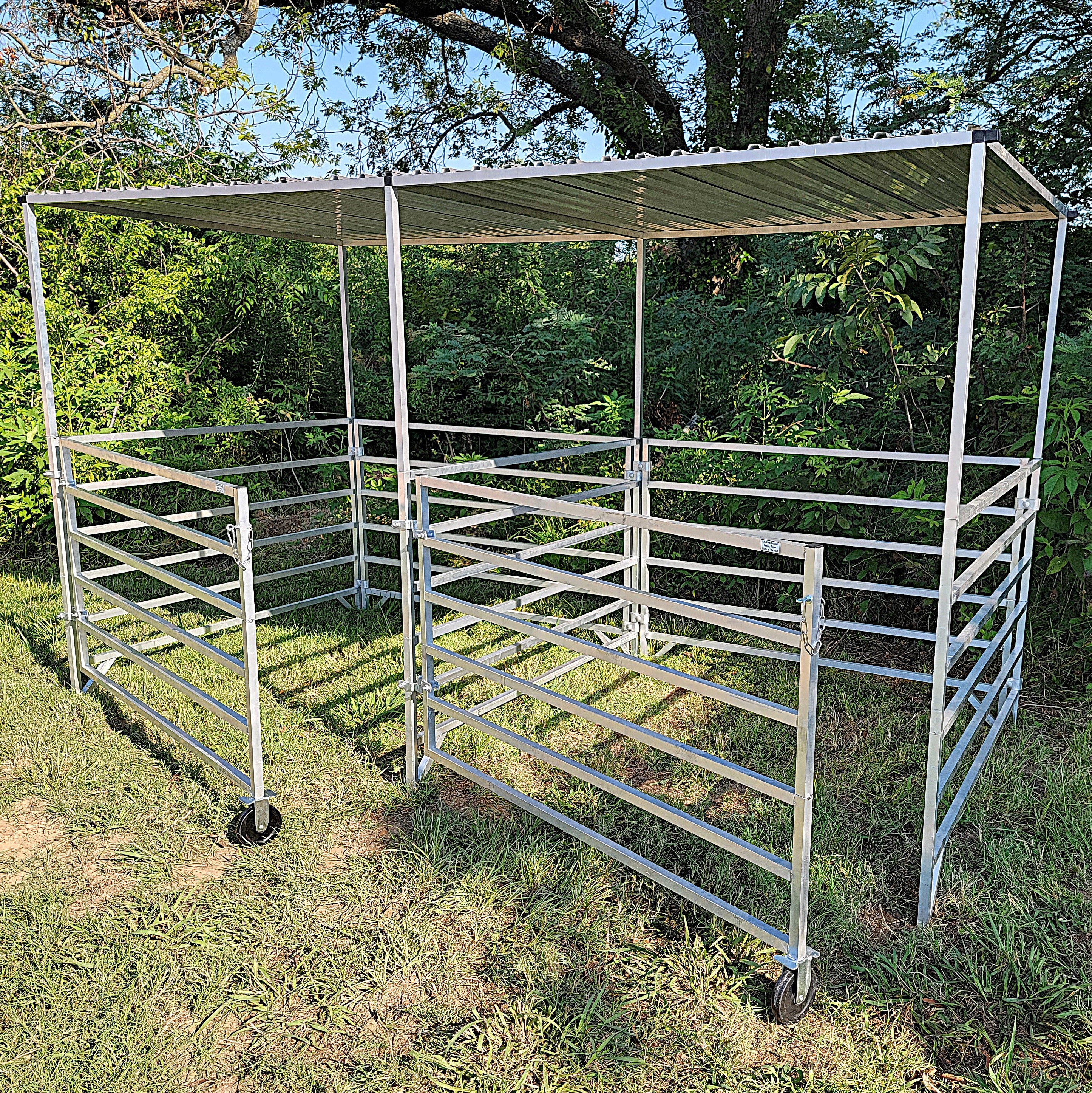 Aluminum 5 Ft X 5 Ft 6 Rail Add-On Stall Kit with Canopy (2 Panels, 1 Gate, 1 Canopy)