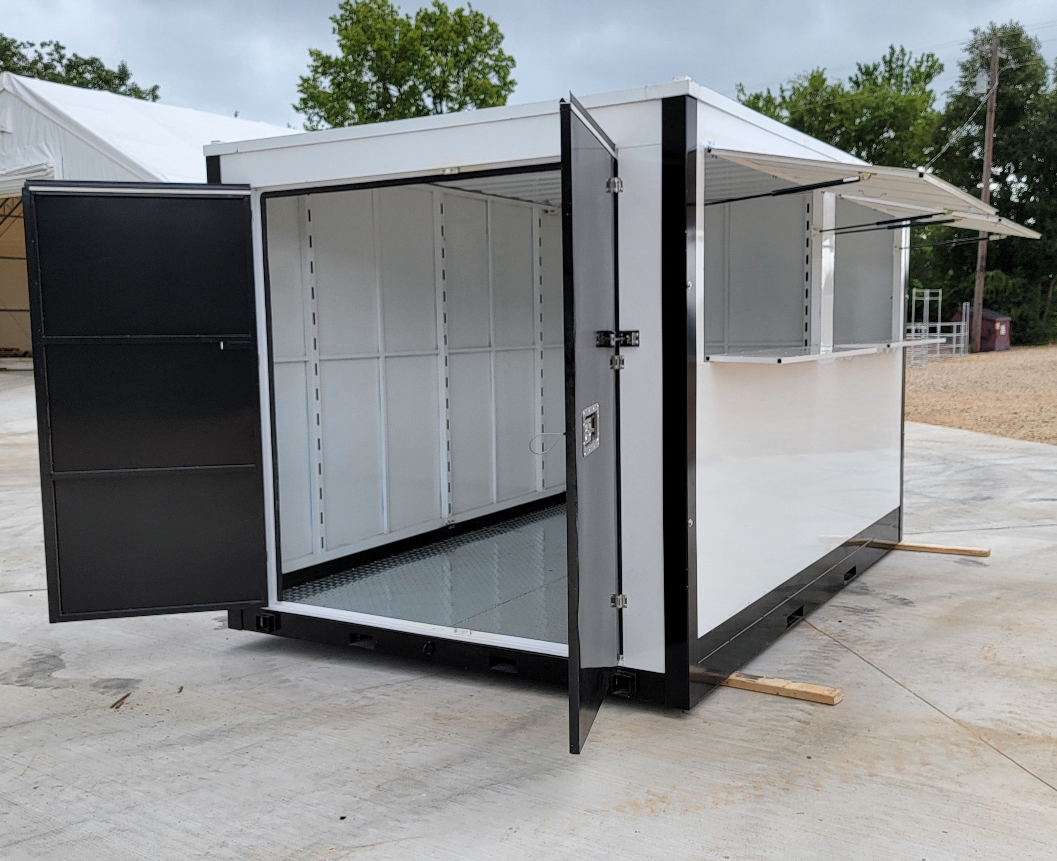 8'x12' Concession Stand Doors Portable Relocatable Storage Building Container Shed