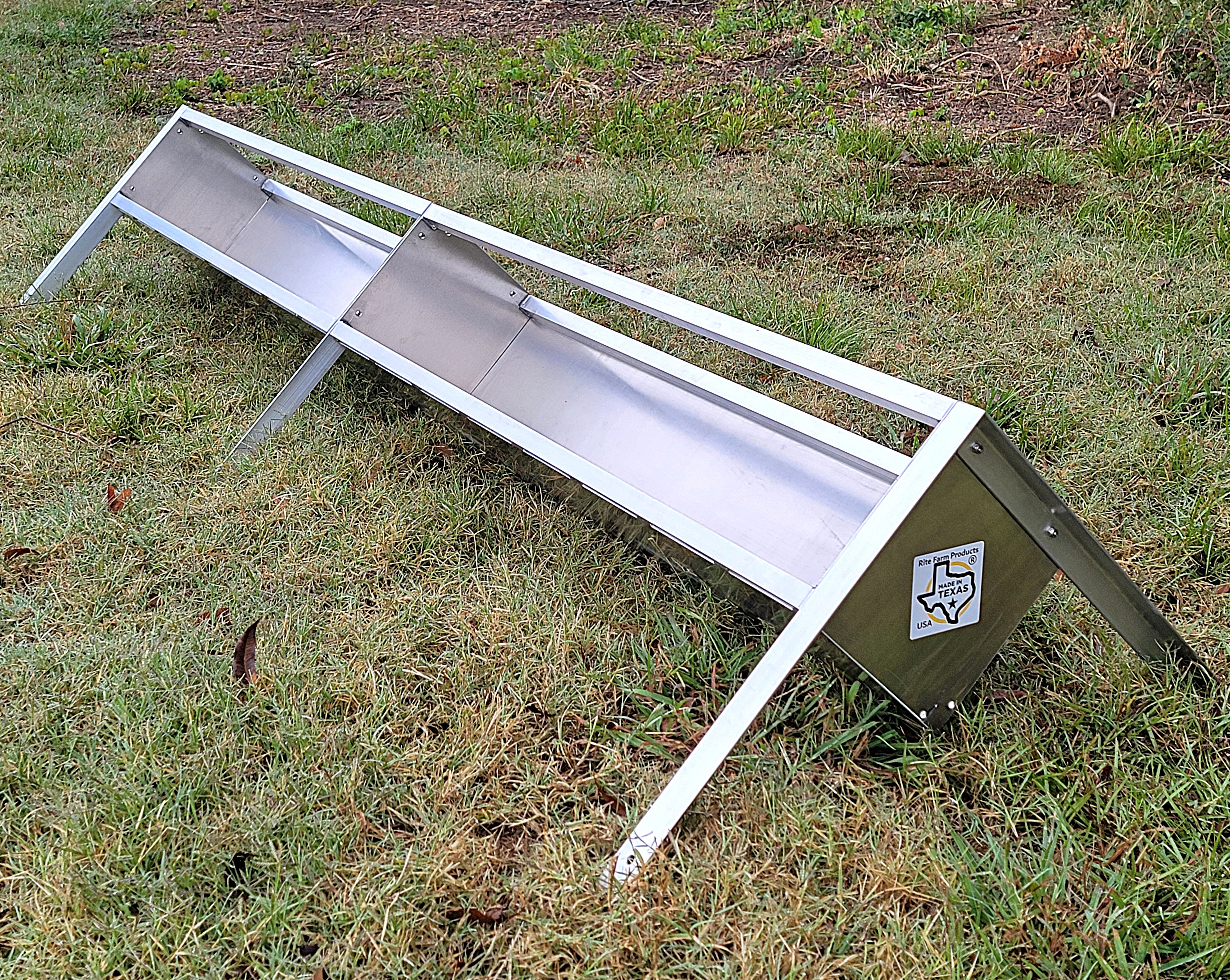 96 Inch 8 Ft Welded Aluminum Sheep & Goat V Trough Feeder with Anchors USA Made