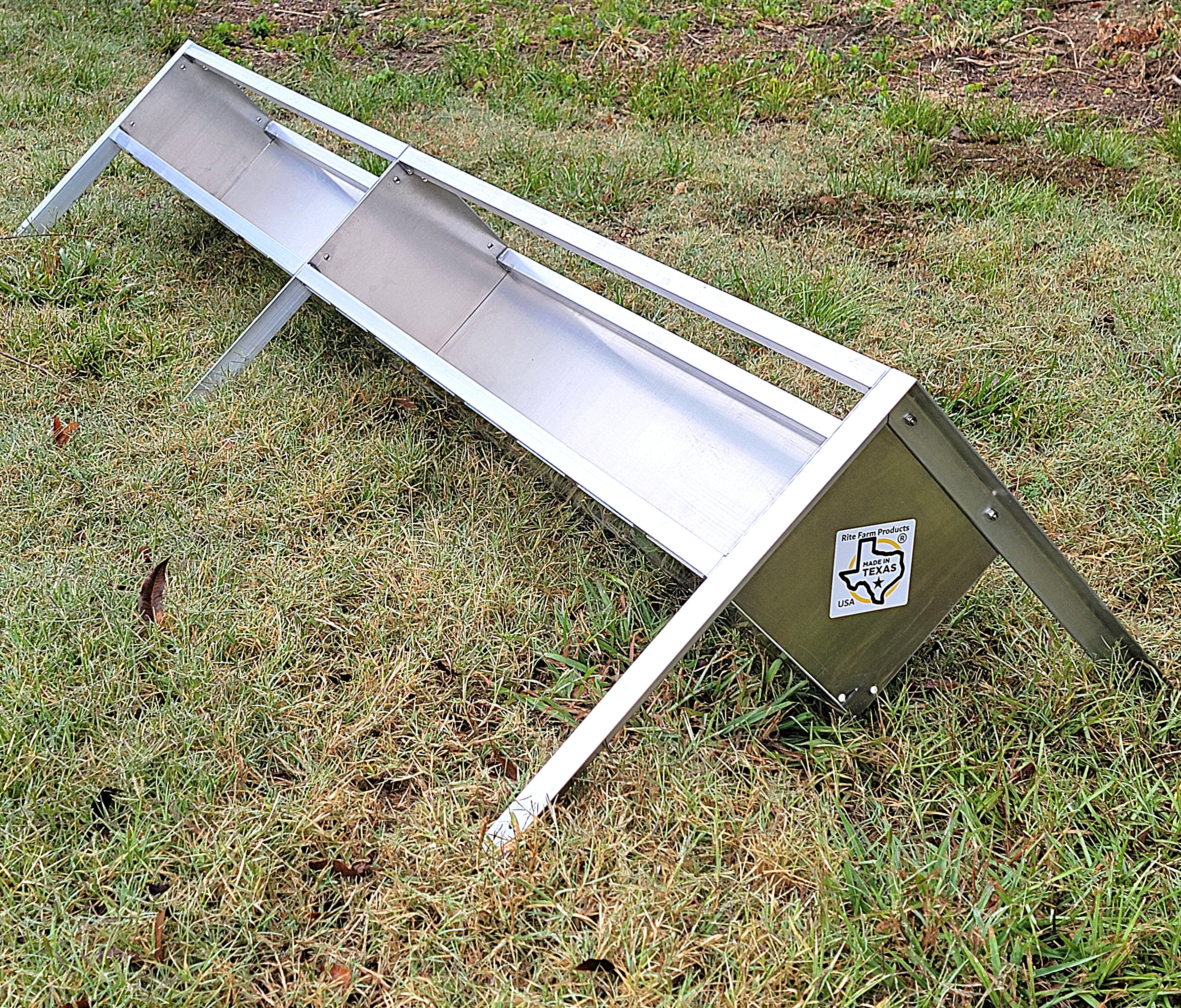 96 Inch 8 Ft Welded Aluminum Sheep & Goat V Trough Feeder with Anchors USA Made