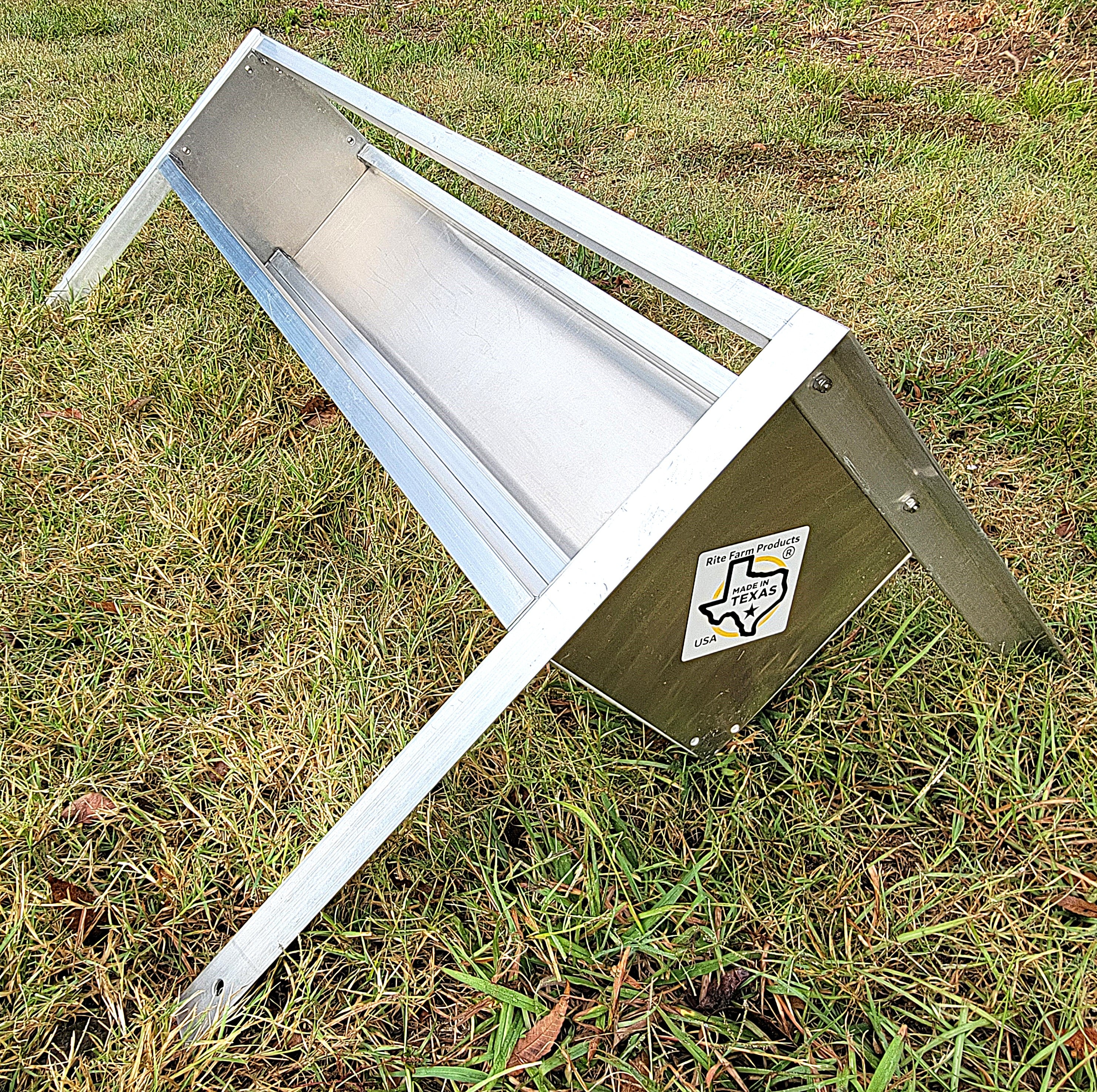 48 Inch 4 Ft Welded Aluminum Sheep & Goat V Trough Feeder with Anchors USA Made