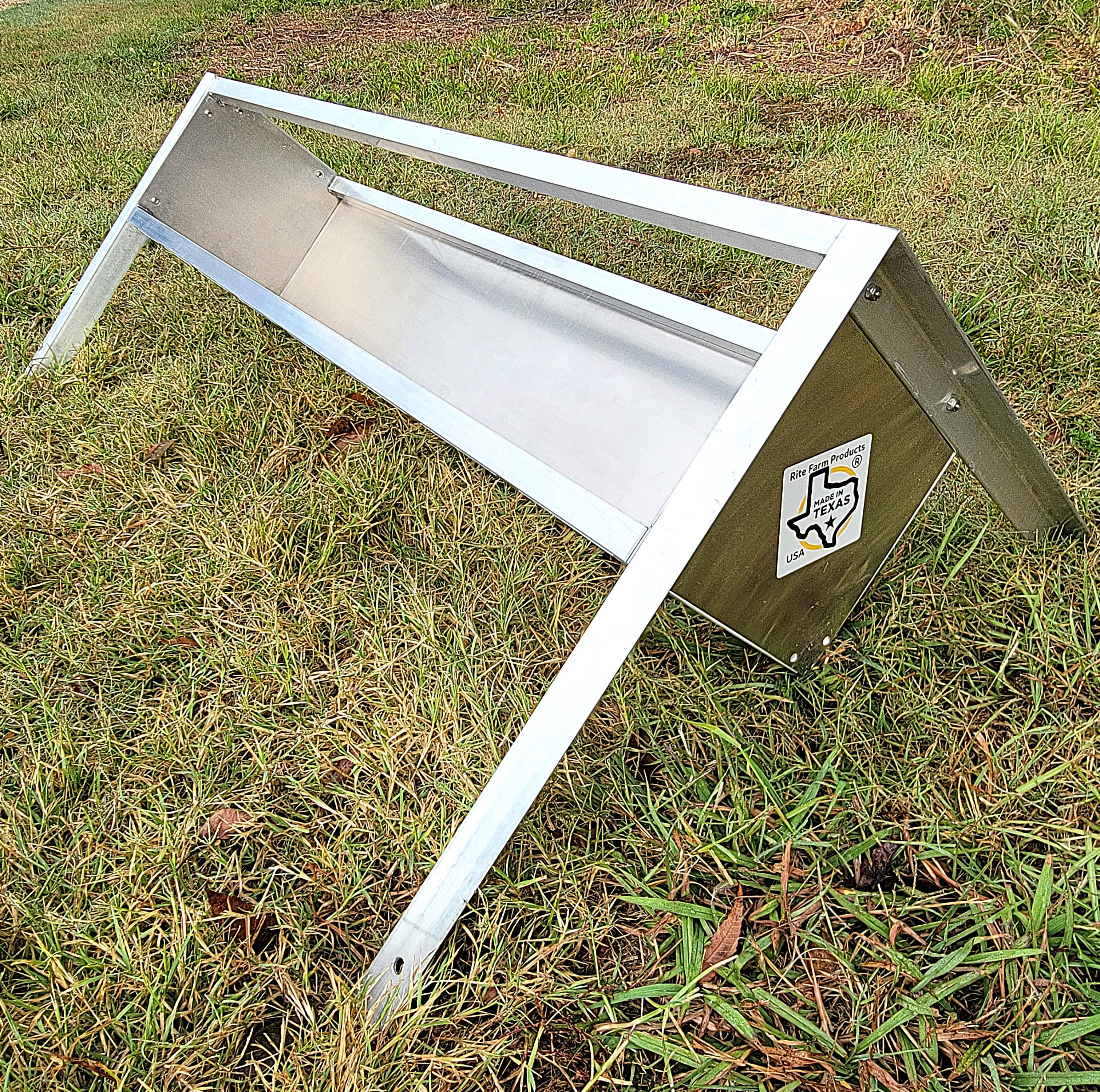 48 Inch 4 Ft Welded Aluminum Sheep & Goat V Trough Feeder with Anchors USA Made