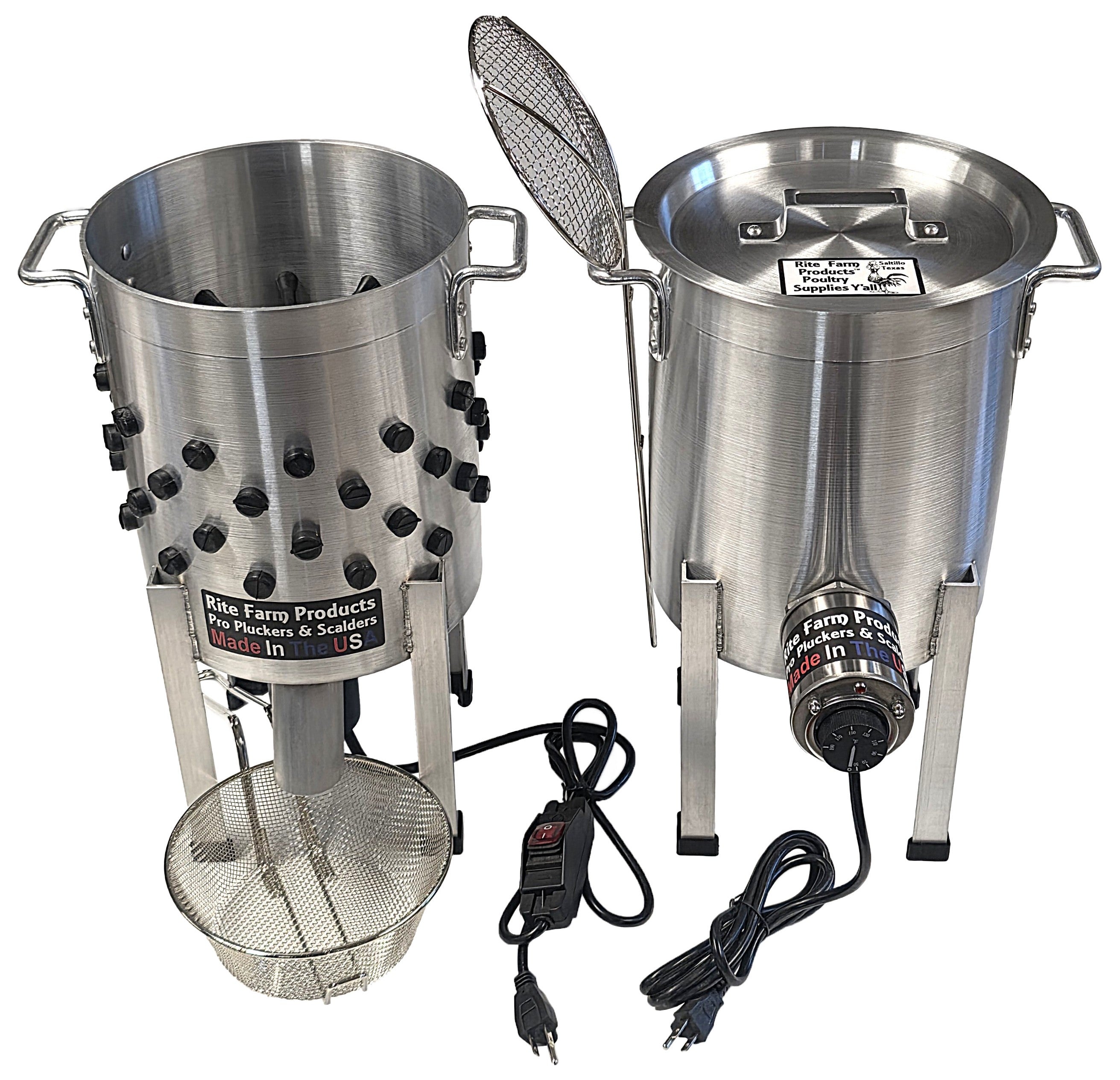 COMBO Rite Farm Products Pro USA Quail Plucker & 4 Gallon 120 Volt, 1,000-Watt Quail Scalder