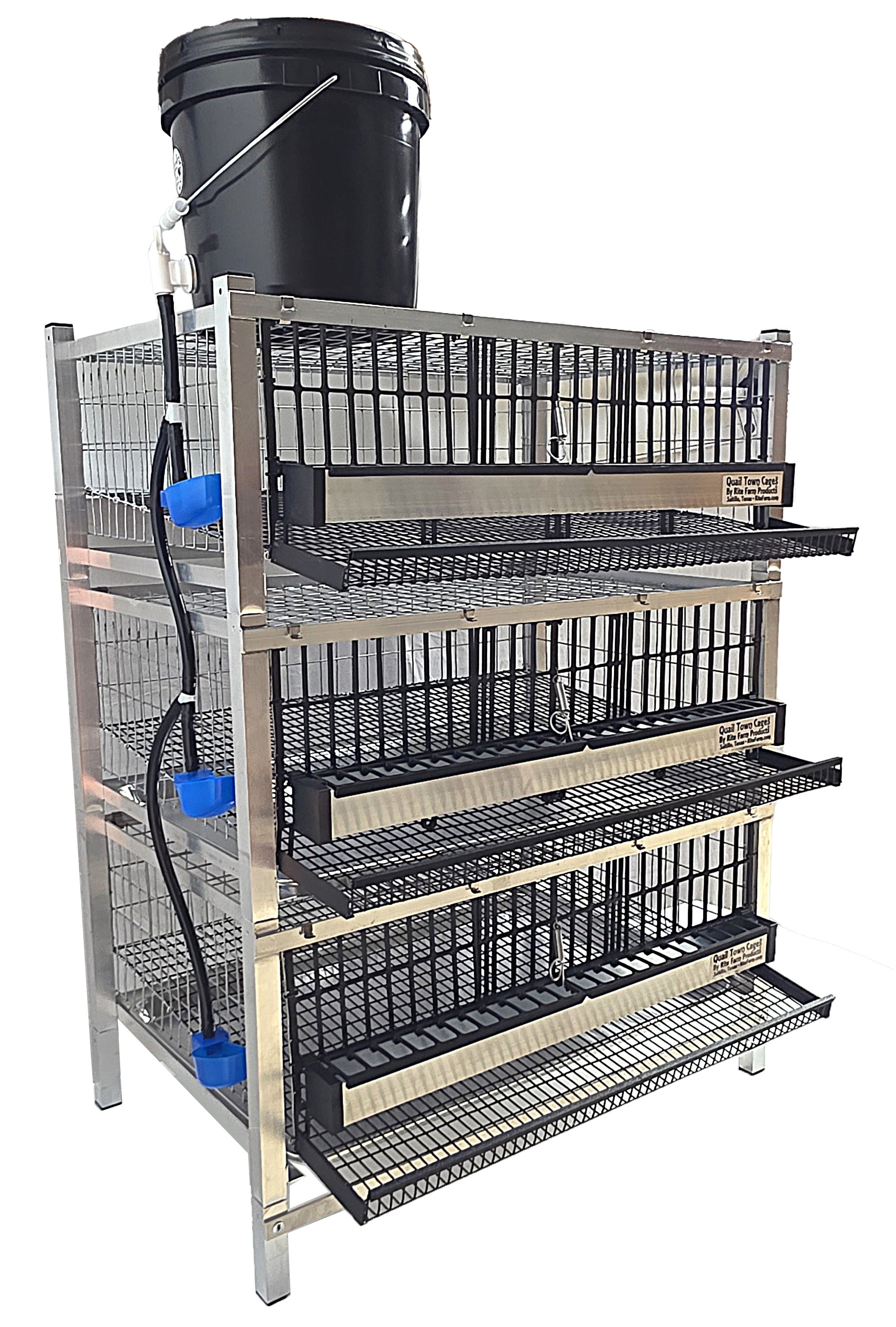 Quail Town Cages by Rite Farm Products - Pro Modular Quail Grow Out & Layer Cage Tower System Transparent Reservoir