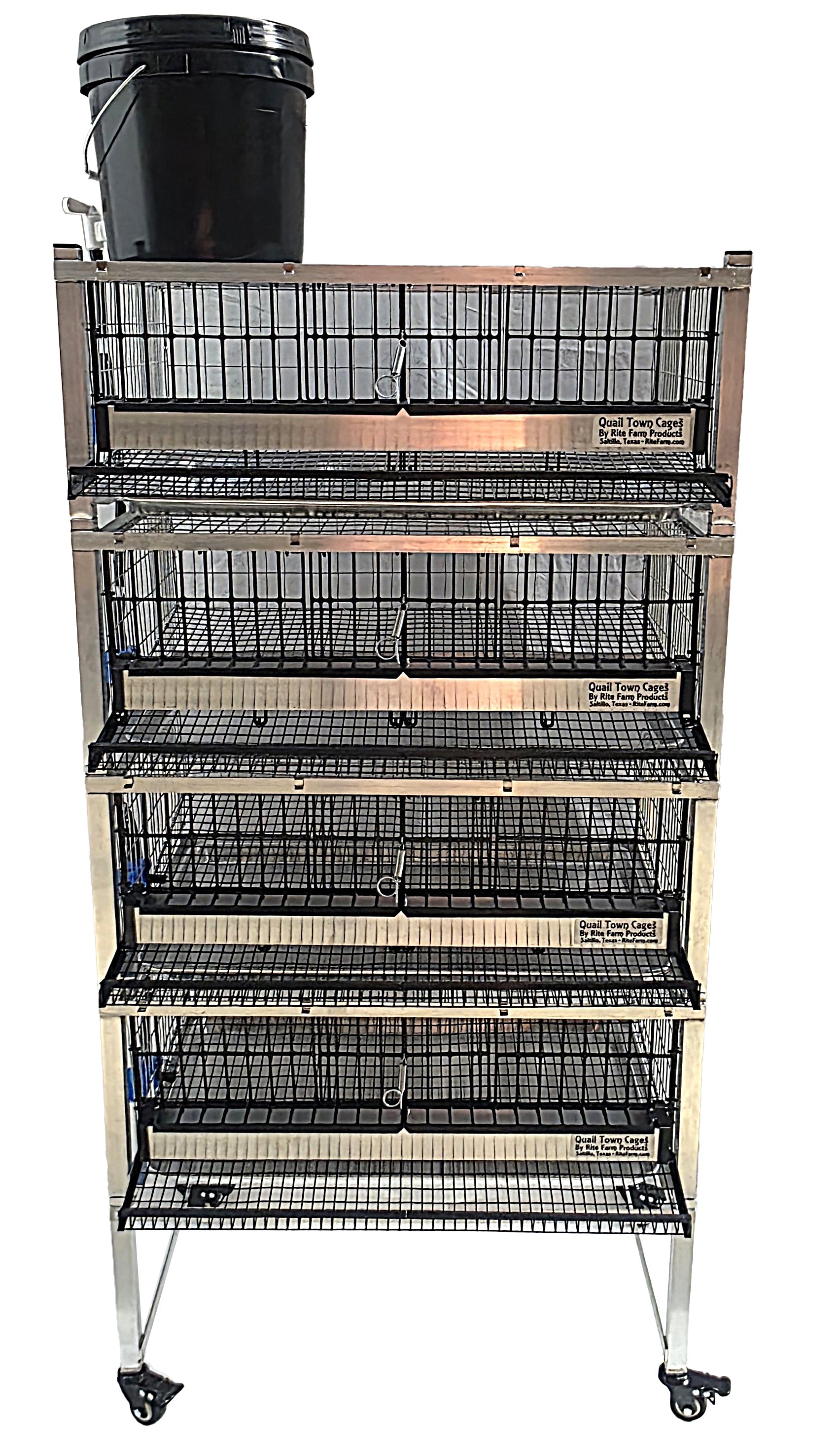 Quail Town Cages by Rite Farm Products - Pro Modular Quail Grow Out & Layer Cage Tower System Transparent Reservoir