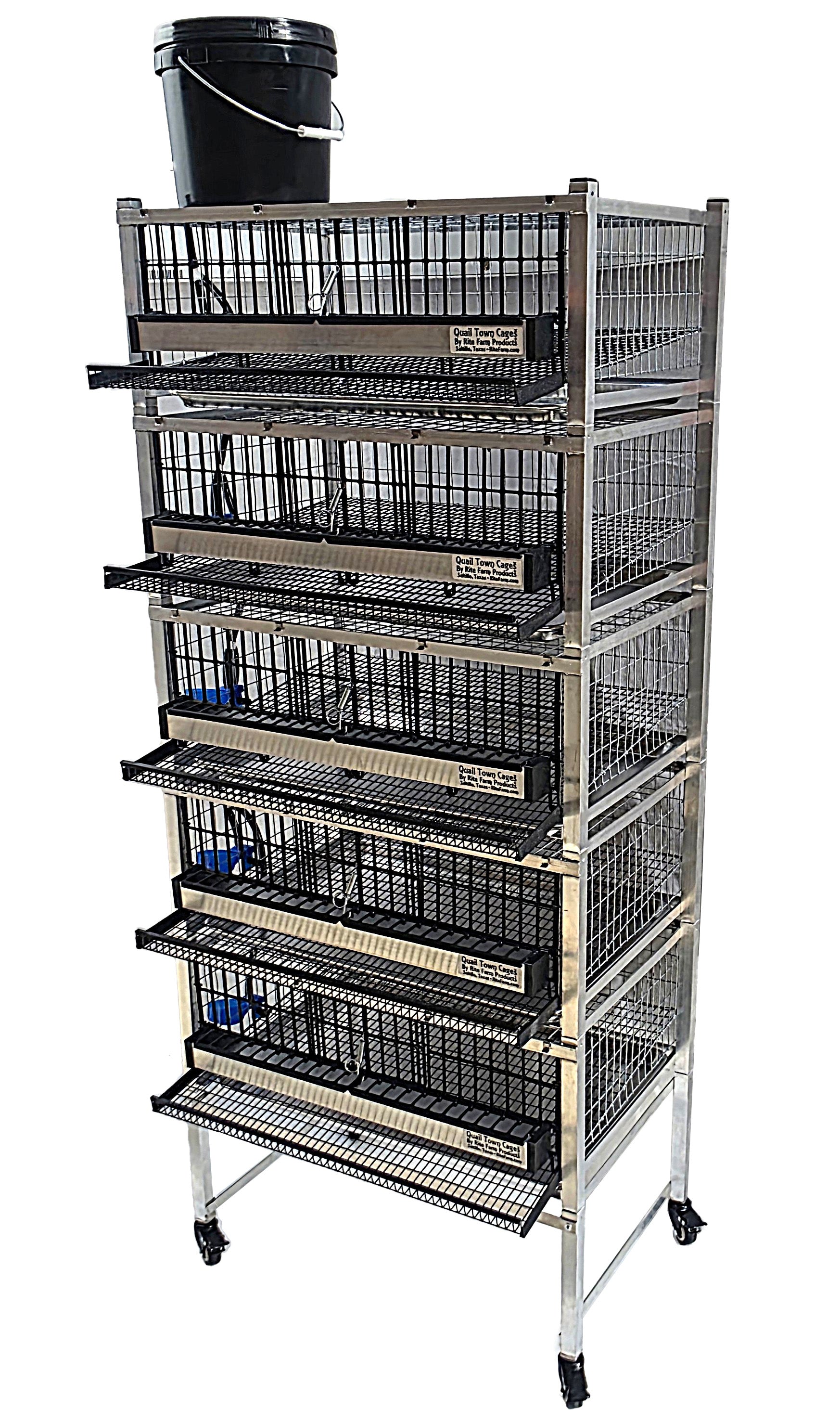 Quail Town Cages by Rite Farm Products - Pro Modular Quail Grow Out & Layer Cage Tower System Transparent Reservoir