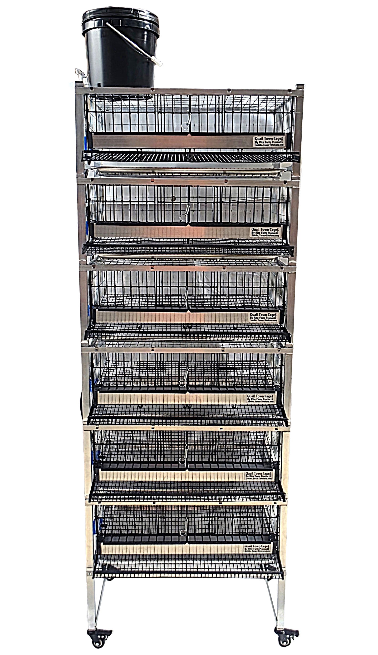 Quail Town Cages by Rite Farm Products - Pro Modular Quail Grow Out & Layer Cage Tower System Transparent Reservoir
