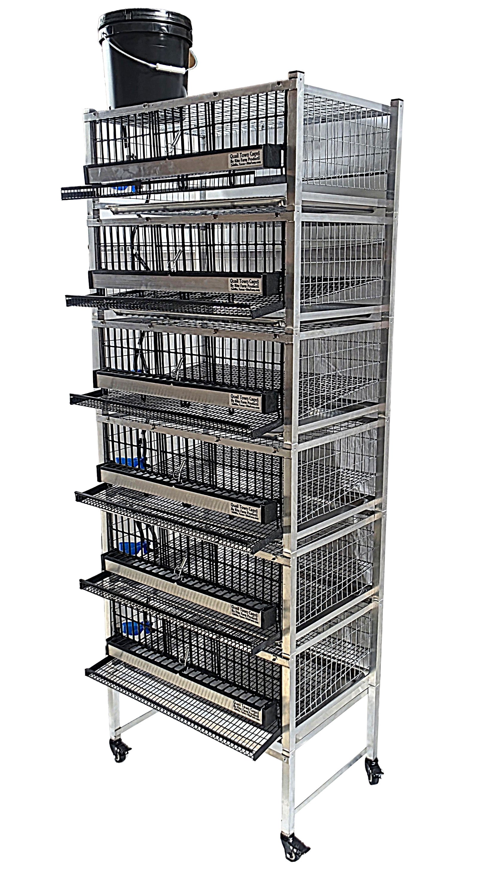 Quail Town Cages by Rite Farm Products - Pro Modular Quail Grow Out & Layer Cage Tower System Transparent Reservoir
