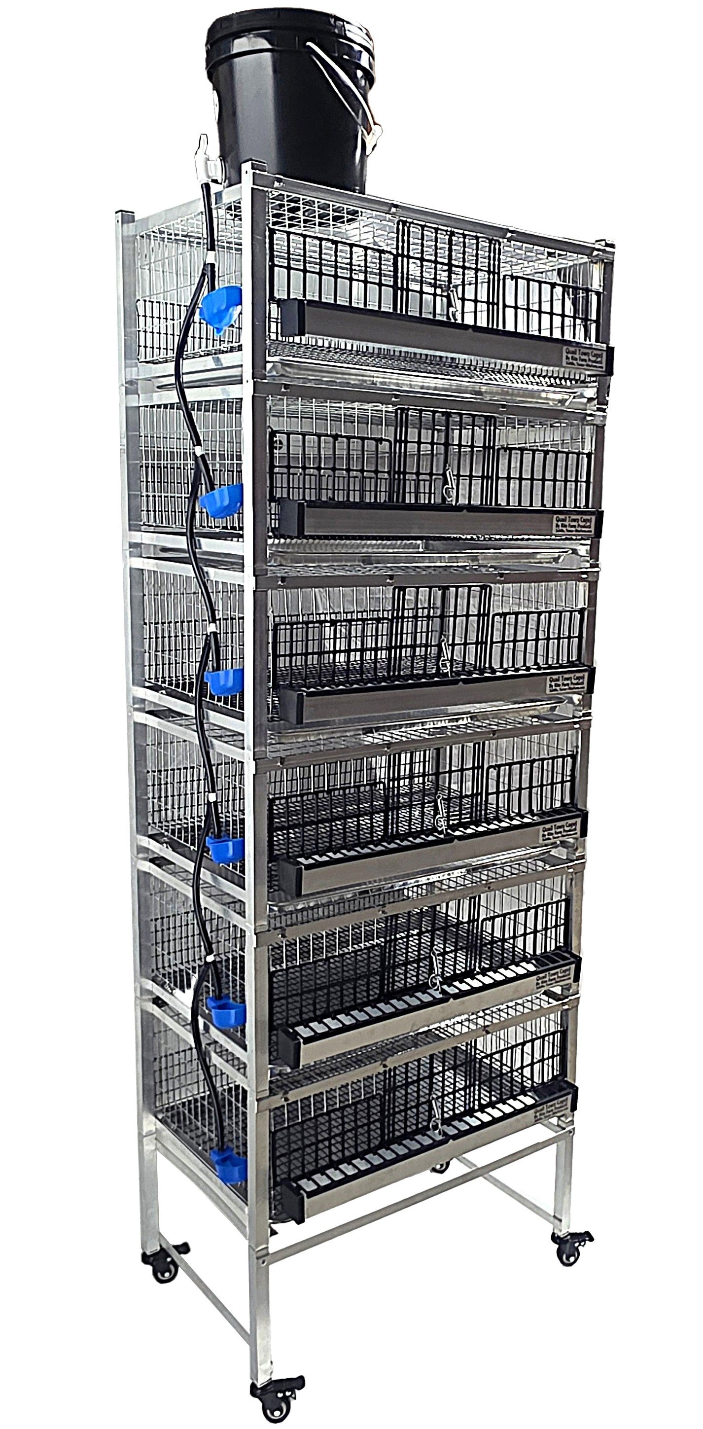 Quail Town Cages by Rite Farm Products - Pro Modular Quail Grow Out & Layer Cage Tower System Transparent Reservoir