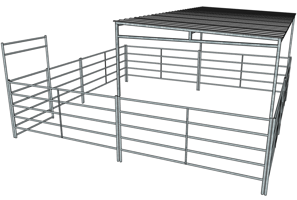 Galvanized 20 Ft X 20 Ft 5-Rail Stall Kit with Roof
