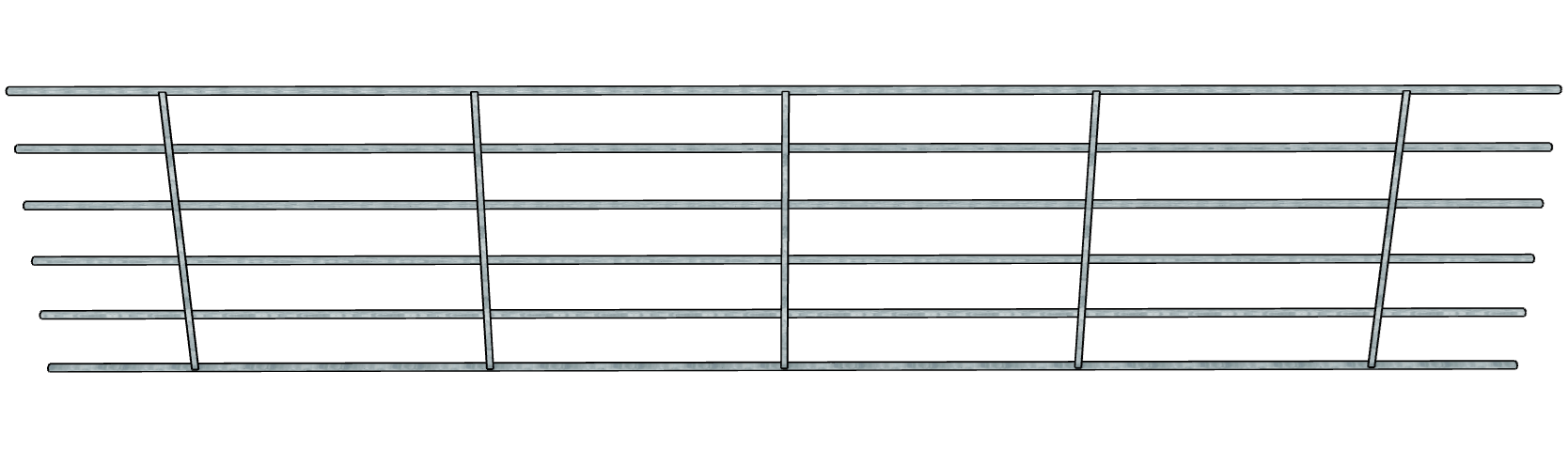 Galvanized 20 Ft Long 6 Rail Continuous Fencing Panel
