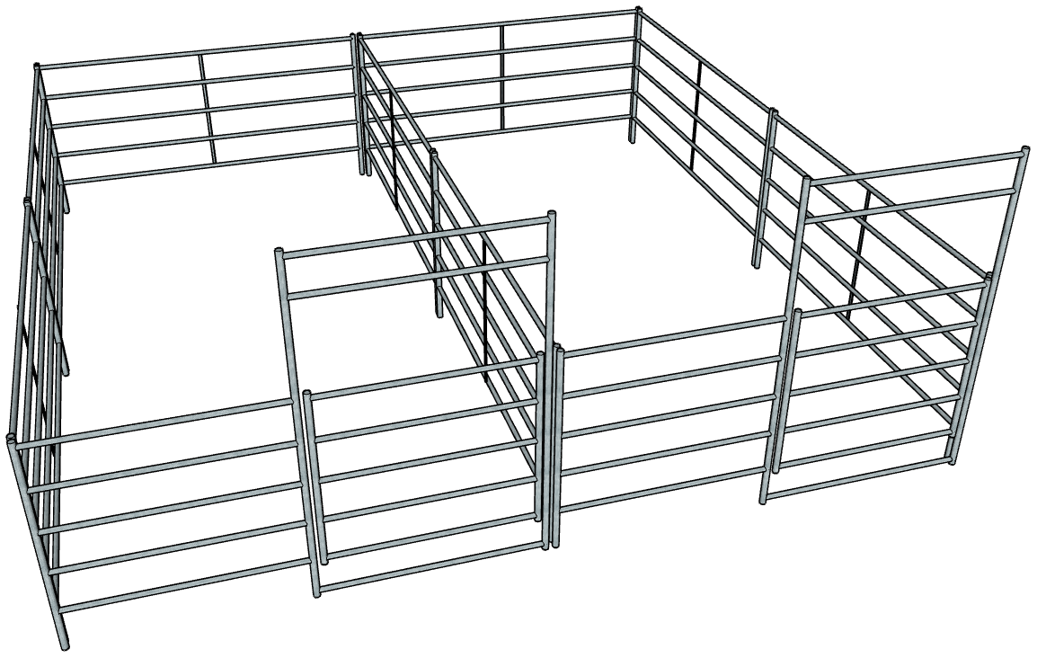 Stalling Kit 2 Side by Side Galvanized 10 Ft X 20 Ft 5-Rail Stall Kits