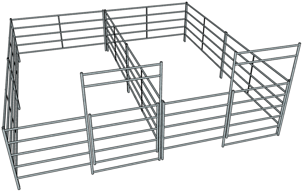 Stall Rails 2 Side by Side Galvanized 10 Ft X 20 Ft 5-Rail Stall Kits