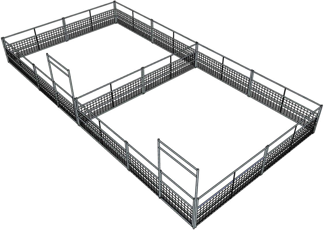 Stalling Kit 2 Side by Side Galvanized 20 Ft X 20 Ft 4-Rail with Mesh Stall Kits