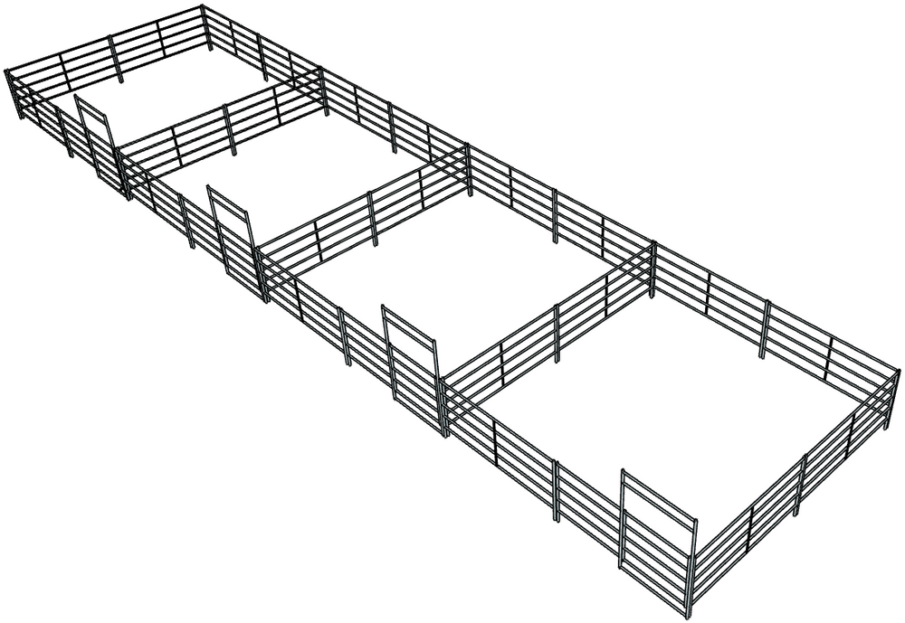 Stalling Kit 4 Side by Side Galvanized 20 Ft X 20 Ft 5-Rail Stall Kits