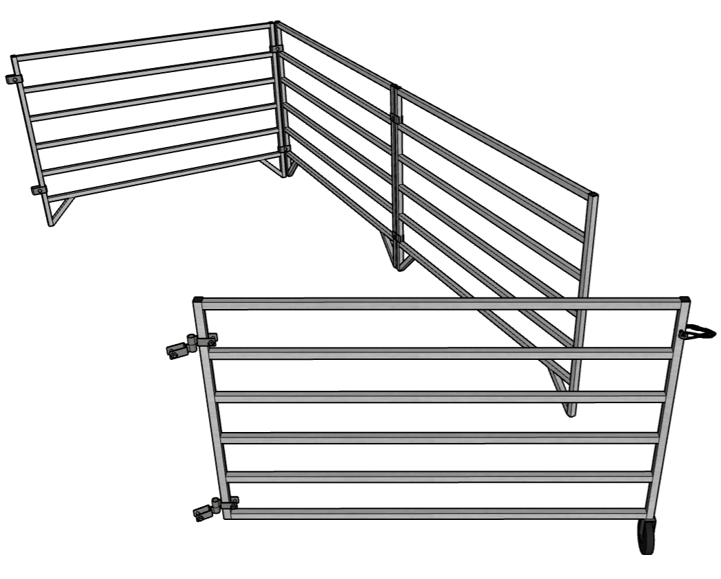 Aluminum 5 Ft X 10 Ft 6 Rail Add-On Stall Kit (3 Panels, 1 Gate)