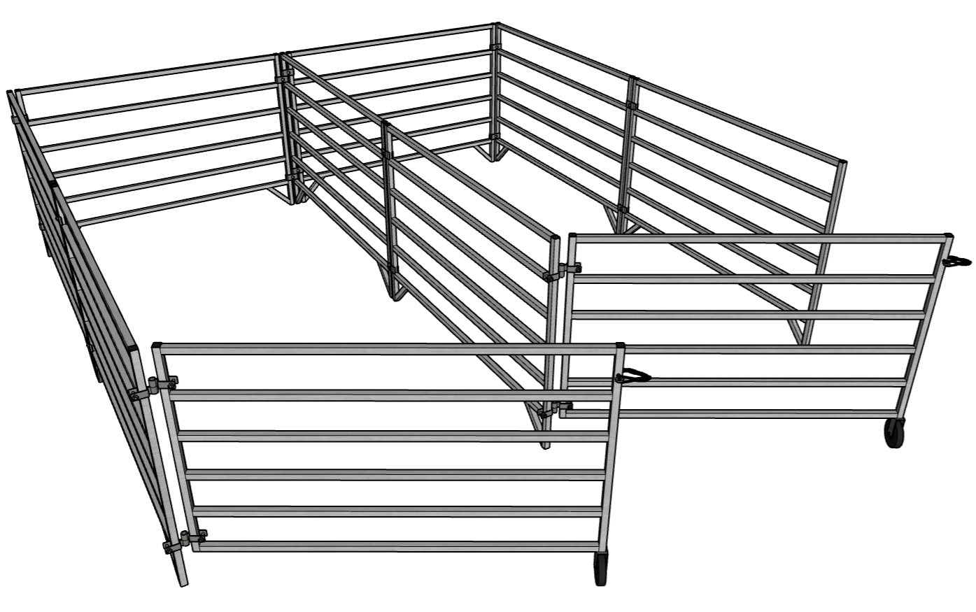 Aluminum 5 Ft X 10 Ft 6 Rail Add-On Stall Kit (3 Panels, 1 Gate)