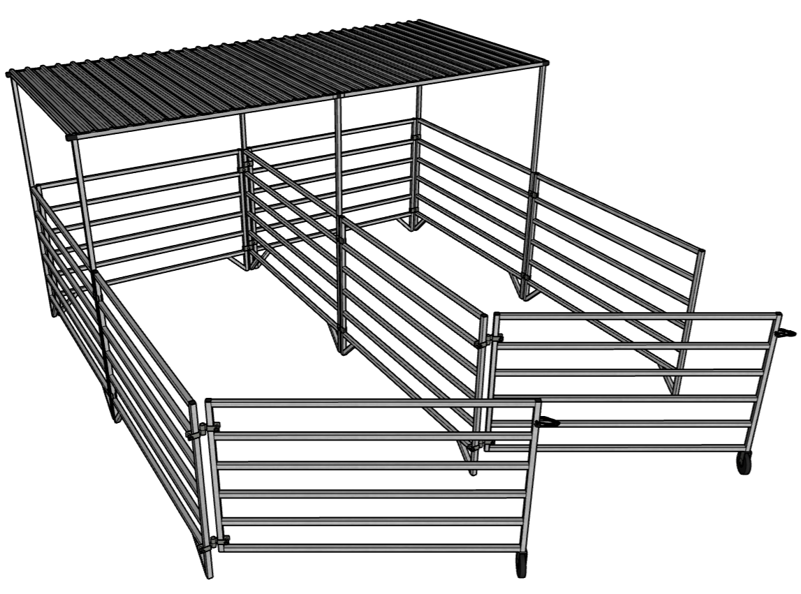 Aluminum 5 Ft X 10 Ft 6 Rail Add-On Stall Kit with Canopy (3 Panels, 1 Gate, 1 Canopy)