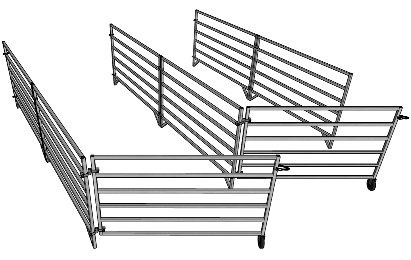 Aluminum 5 Ft X 10 Ft 6 Rail Add-On Wall Mounted Stall Kit (2 Panels, 1 Gate)