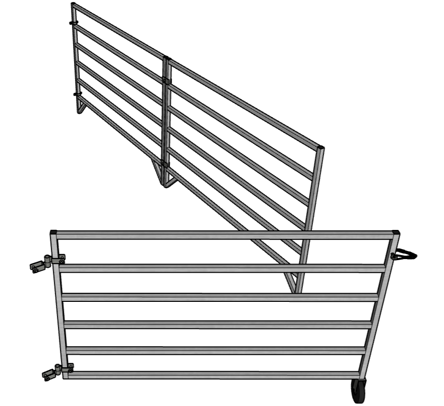 Aluminum 5 Ft X 10 Ft 6 Rail Add-On Wall Mounted Stall Kit (2 Panels, 1 Gate)