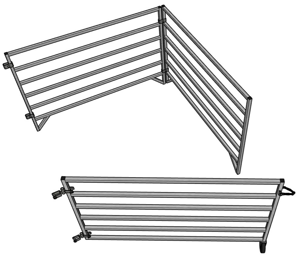 Aluminum 5 Ft X 5 Ft 6 Rail Add-On Stall Kit (2 Panels, 1 Gate)