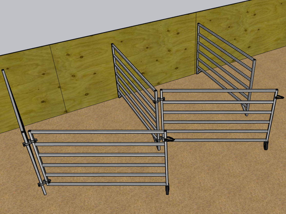 Aluminum 5 Ft X 5 Ft 6 Rail Add-On Wall Mounted Stall Kit (1 Panel, 1 Gate)