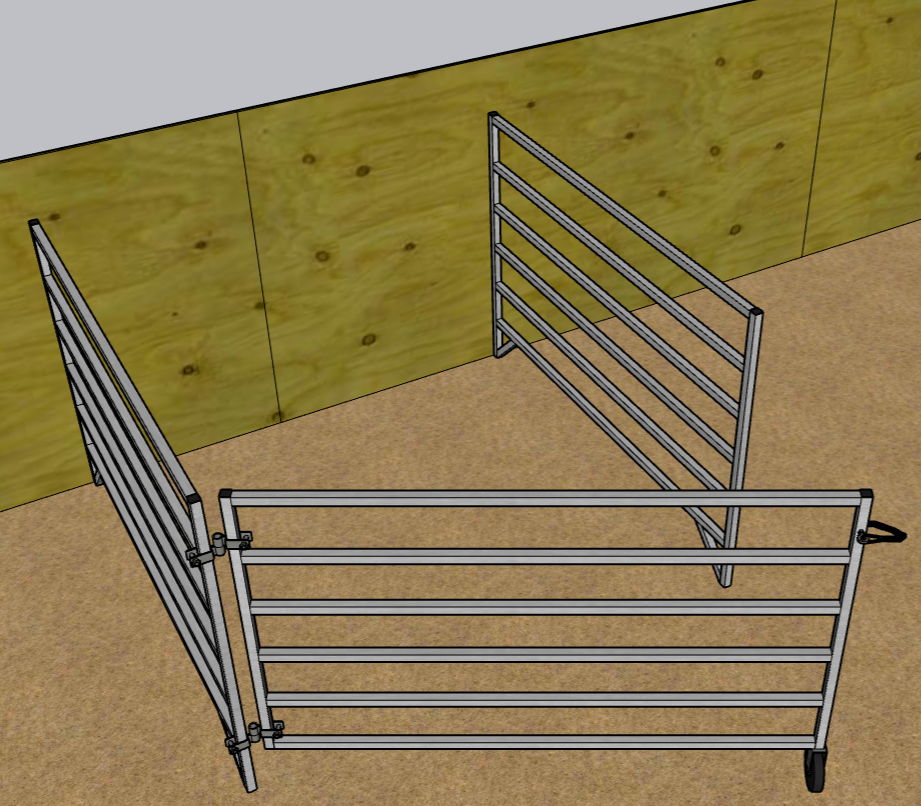 Aluminum 5 Ft X 5 Ft 6 Rail Wall Mounted Stall Kit (2 Panels, 1 Gate)